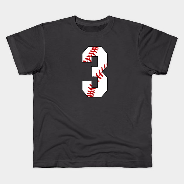 Baseball Number 3 #3 Baseball Shirt Jersey Favorite Player Biggest Fan Kids T-Shirt by TeeCreations